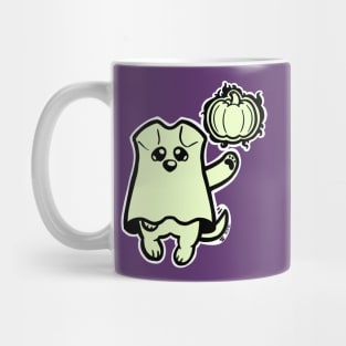 Little Ghost Dog Has a Pumpkin Mug